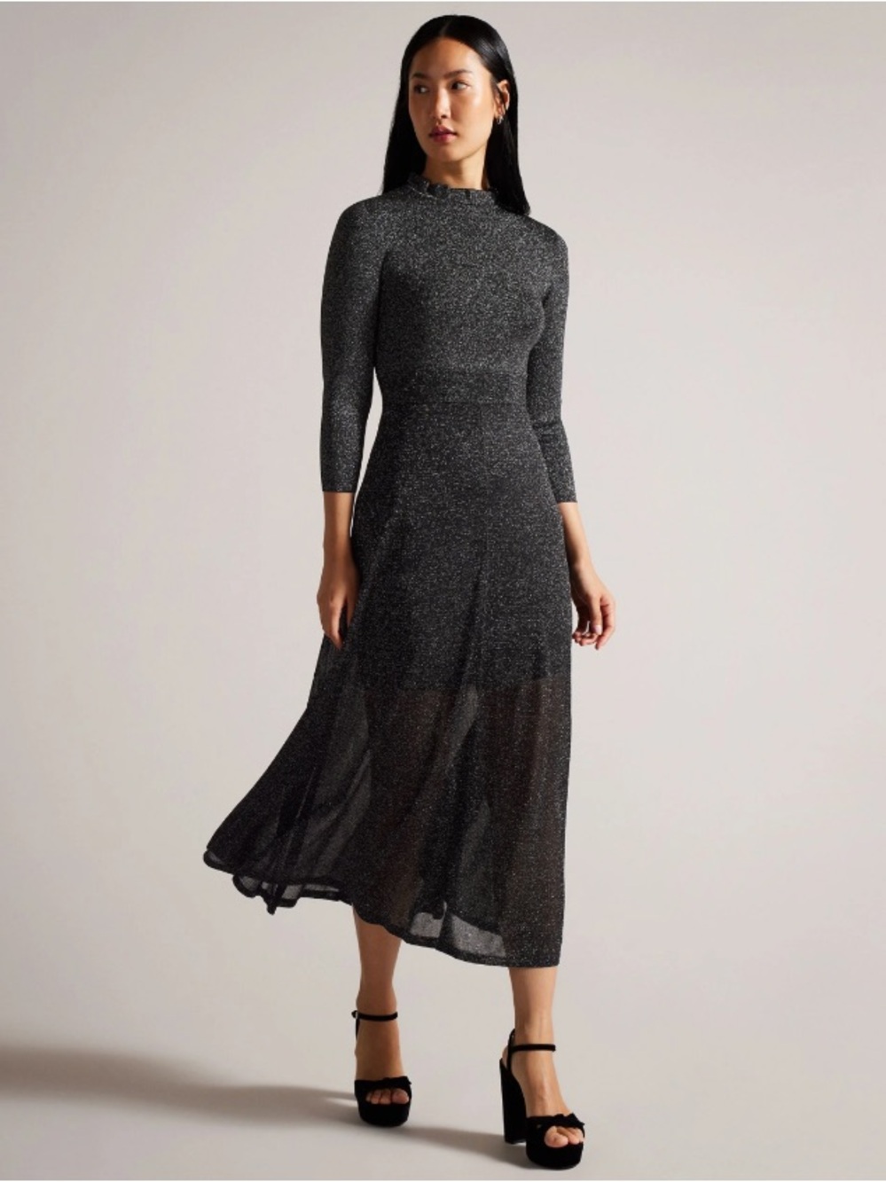 Ted Baker Black Sparkle Midi Dress